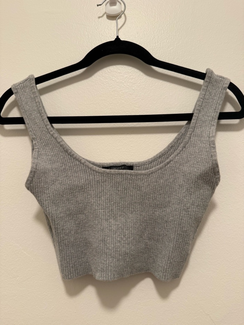 Gray Ribbed Cropped Tank Top Forever 21 Size Xtra Small